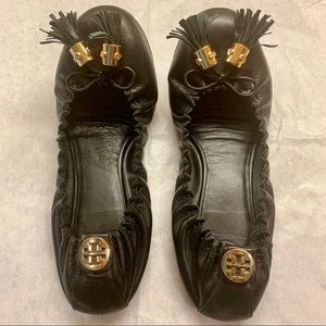 Tory Burch Black Reese Mestico Flats.